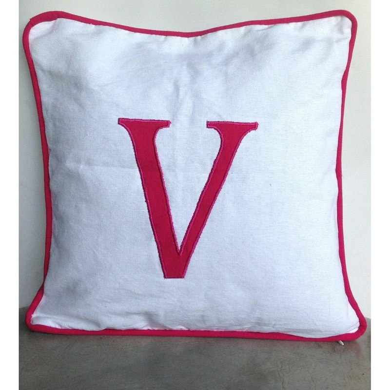 Large Decorative Monogram Throw Pillows with Piping, 26x26