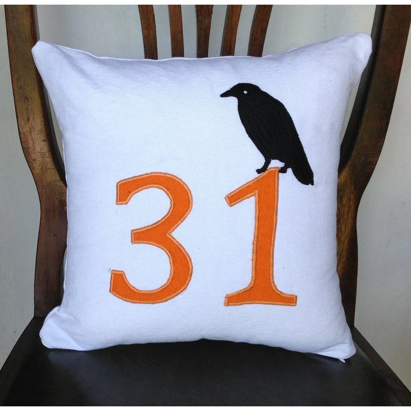 Holiday Pillow Cover, Halloween 14 Inches pillow cover-Fall Pillow Cover-October 31st White Pillow Cover-IN STOCK