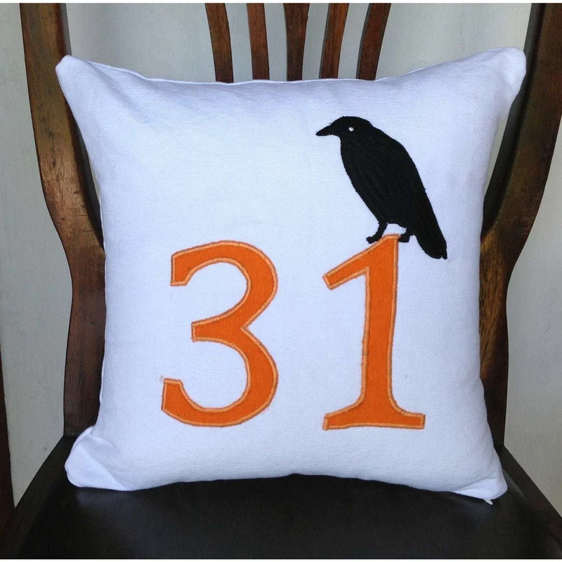 Holiday Pillow Cover, Halloween 14 Inches pillow cover-Fall Pillow Cover-October 31st White Pillow Cover-IN STOCK