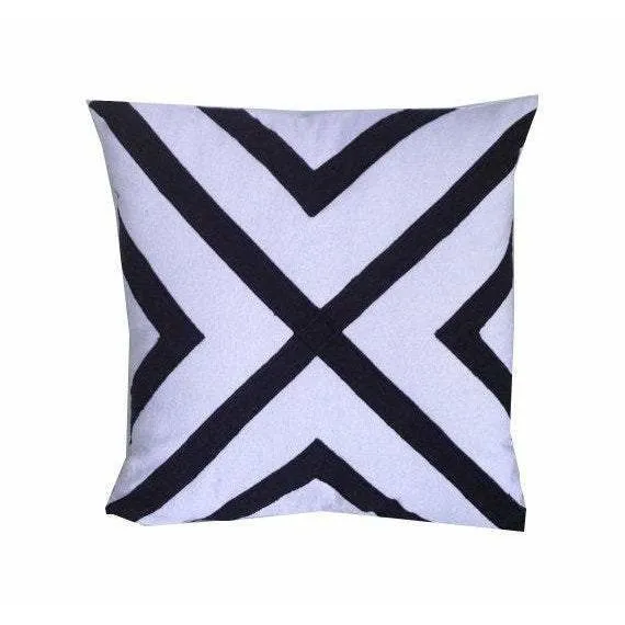 White Unique Pillows, White Black Embroidered Pillows