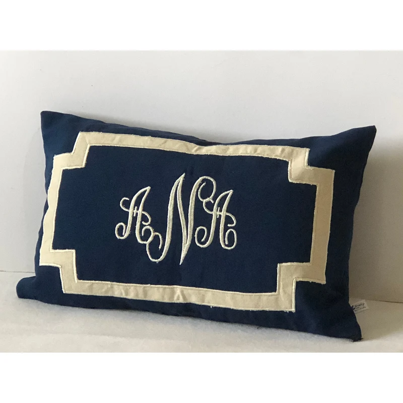 Wedding Gift, Monogrammed Lumbar Pillows, Lumbar Decorative Pillows