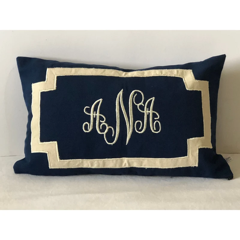 Wedding Gift, Monogrammed Lumbar Pillows, Lumbar Decorative Pillows