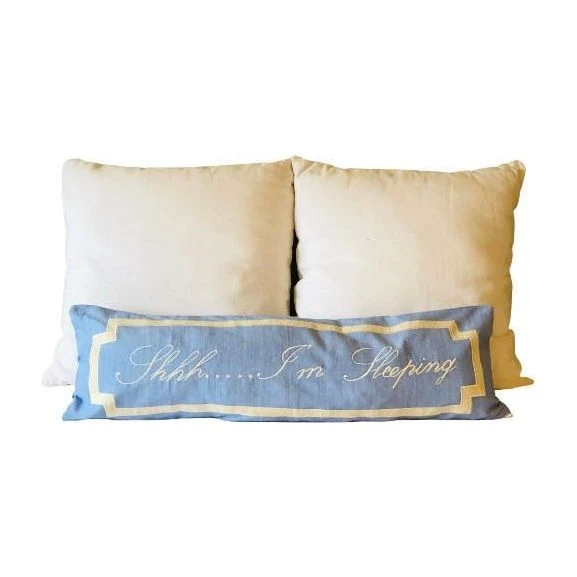 Personalized Baby Blue Embroidered Long Pillows