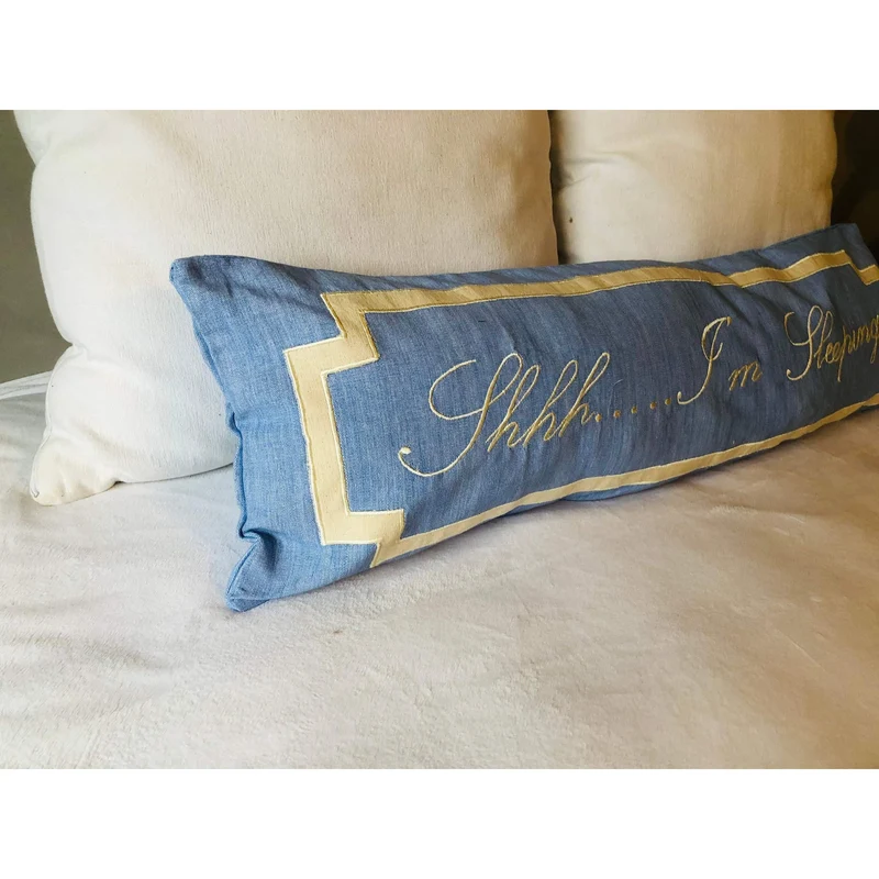 Personalized Baby Blue Embroidered Long Pillows