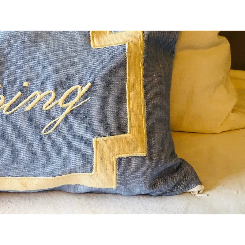 Personalized Baby Blue Embroidered Long Pillows