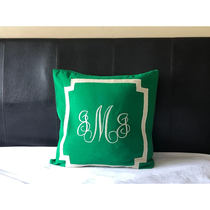 Green Monogrammed Pillows, Personalzed Monogram Gift Idea