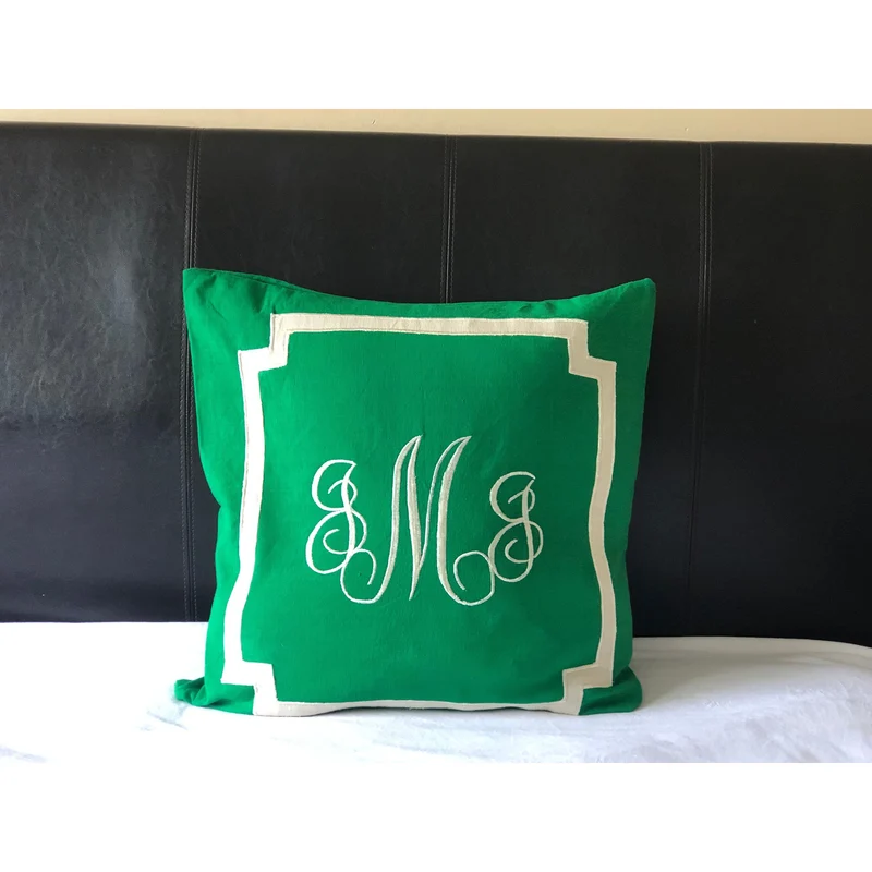 Green Monogrammed Pillows, Personalzed Monogram Gift Idea