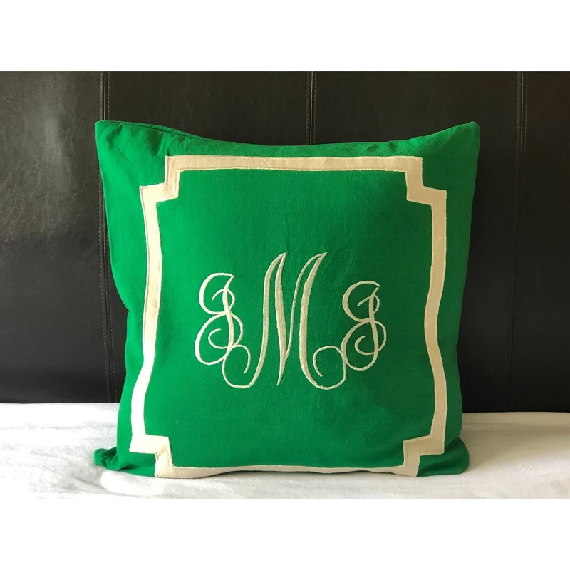 Green Monogrammed Pillows, Personalzed Monogram Gift Idea