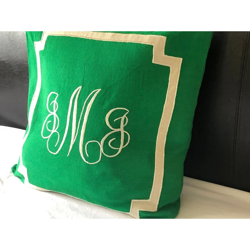 Green Monogrammed Pillows, Personalzed Monogram Gift Idea