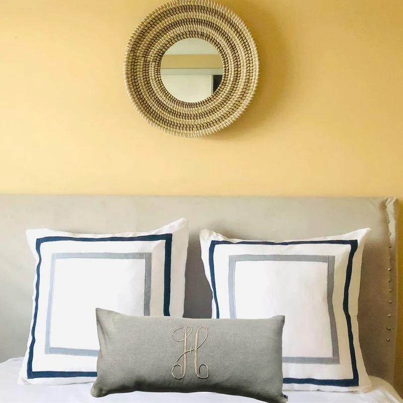 Monogram Gray Pillow Cover, Personalized Letter Decorative Throw Pillow