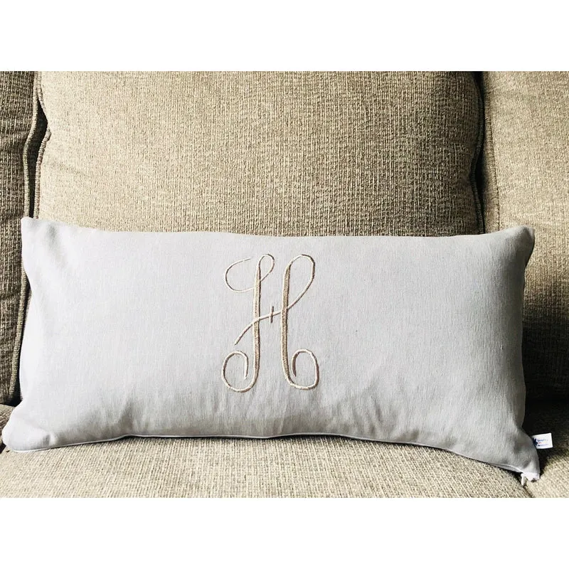 Monogram Gray Pillow Cover, Personalized Letter Decorative Throw Pillow