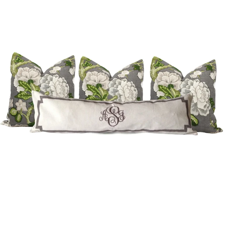 Long Queen Bed Monogram Pillow Covers