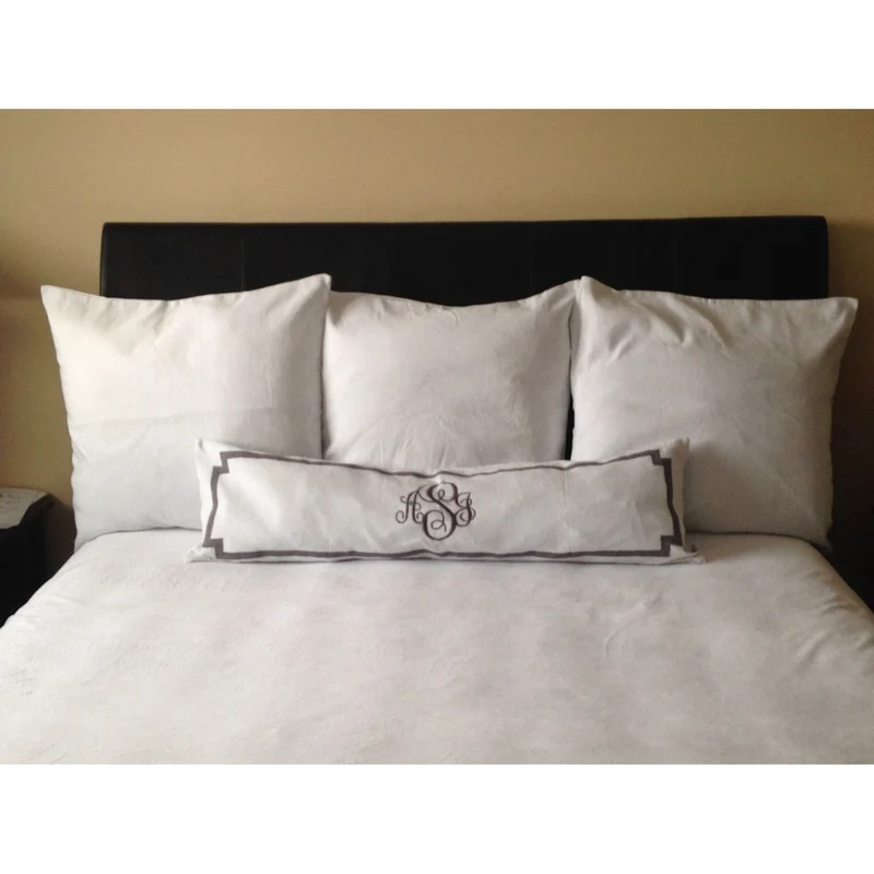Long Queen Bed Monogram Pillow Covers