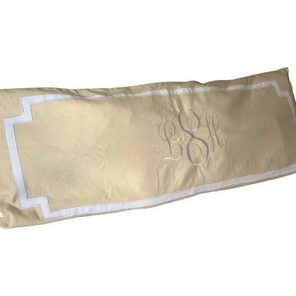 Long Ivory Monogram Body Pillow Covers