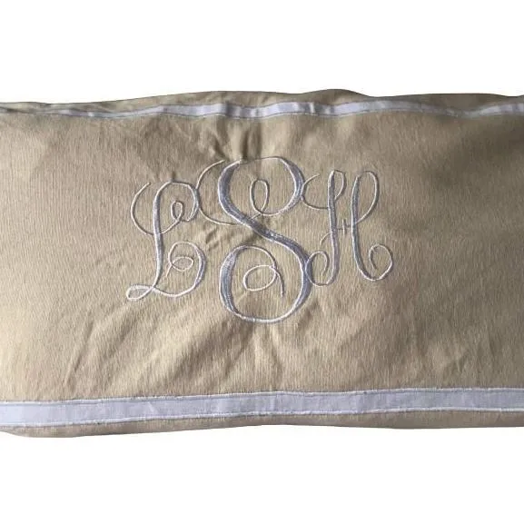 Long Ivory Monogram Body Pillow Covers