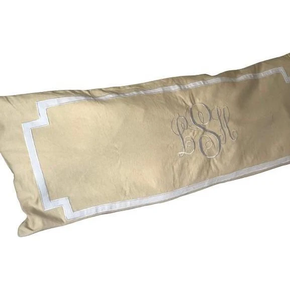 Long Ivory Monogram Body Pillow Covers