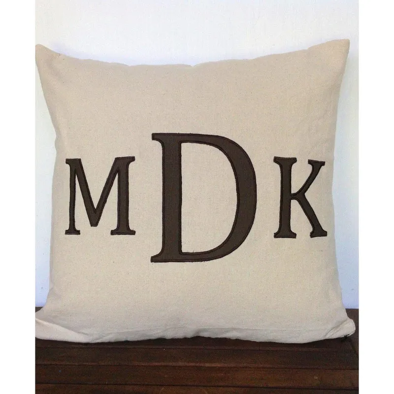 Monogrammed Appliqued Decorative Pillow Covers, Personalized Gifts