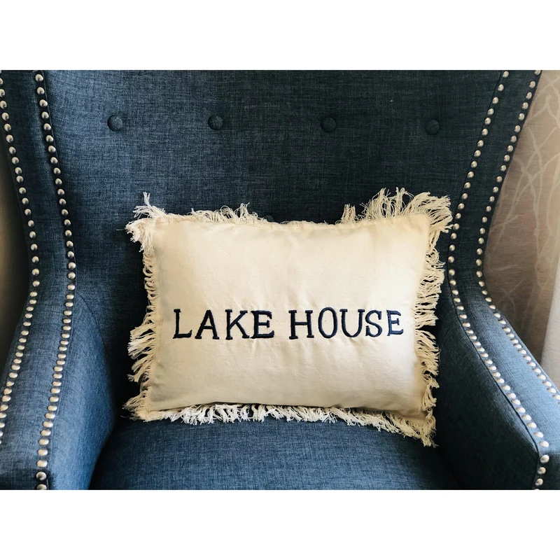 Lumbar Throw Pillow Cover, Lake Decorative Boho Pillows