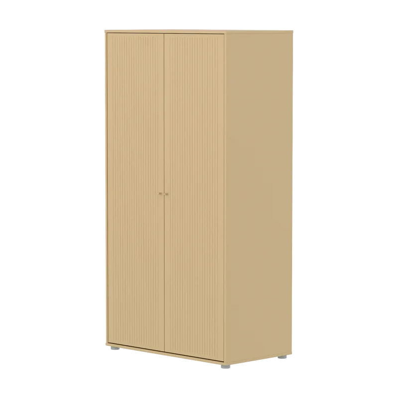 Flexa Saga Kleiderschrank, 2 Türen mit Rillen Sand/Grau