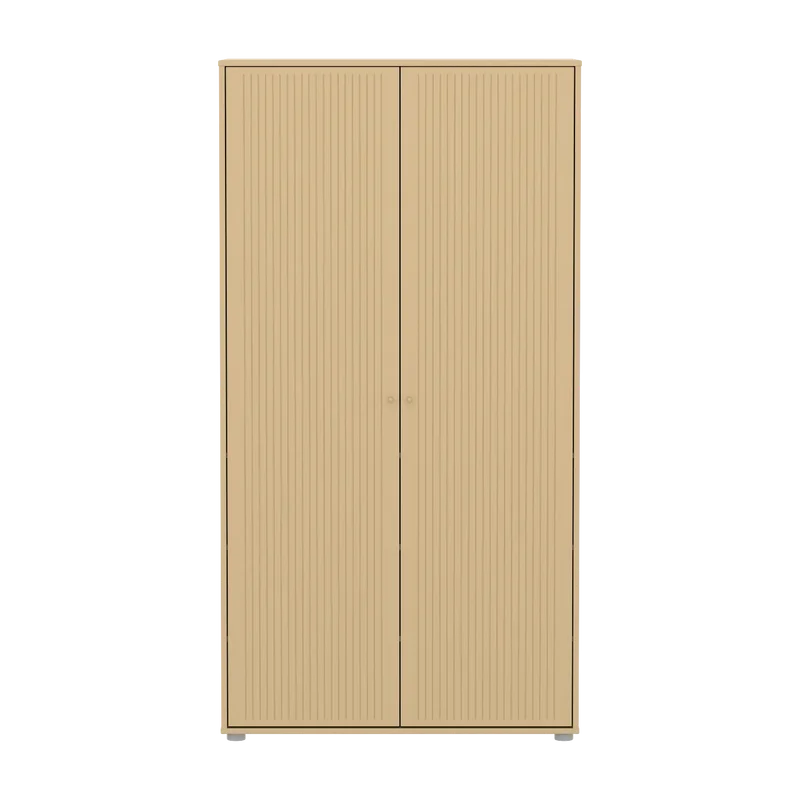 Flexa Saga Kleiderschrank, 2 Türen mit Rillen Sand/Grau