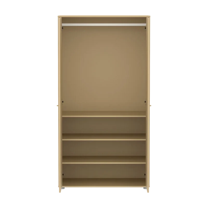 Flexa Saga Kleiderschrank, 2 Türen mit Rillen Sand/Grau