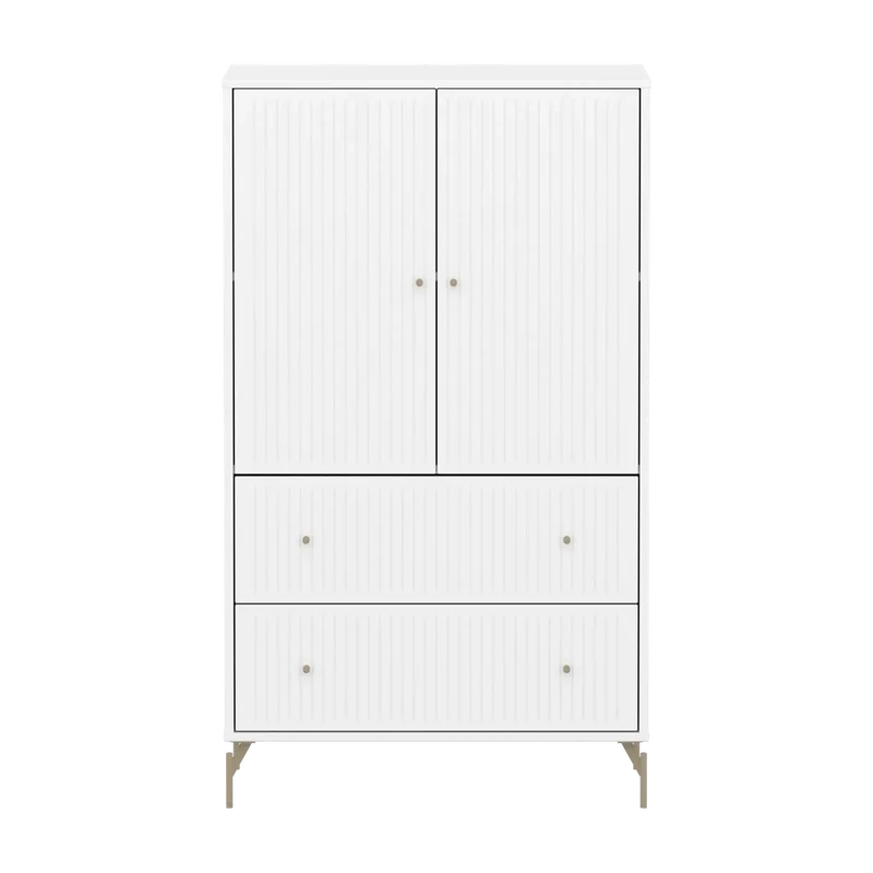 Flexa Saga Schrank, 2 Türen und 2 Schubladen mit Rillen Weiss/Sand