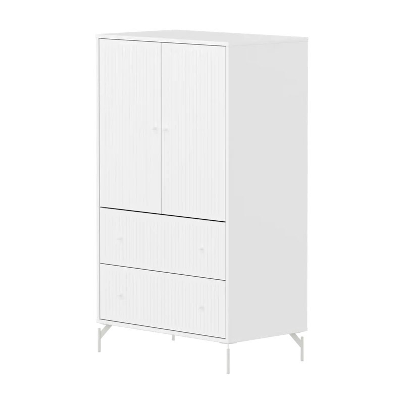 Flexa Saga Schrank, 2 Türen und 2 Schubladen mit Rillen Weiss