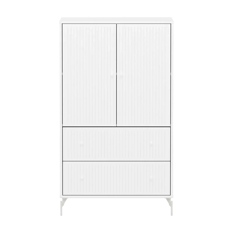 Flexa Saga Schrank, 2 Türen und 2 Schubladen mit Rillen Weiss