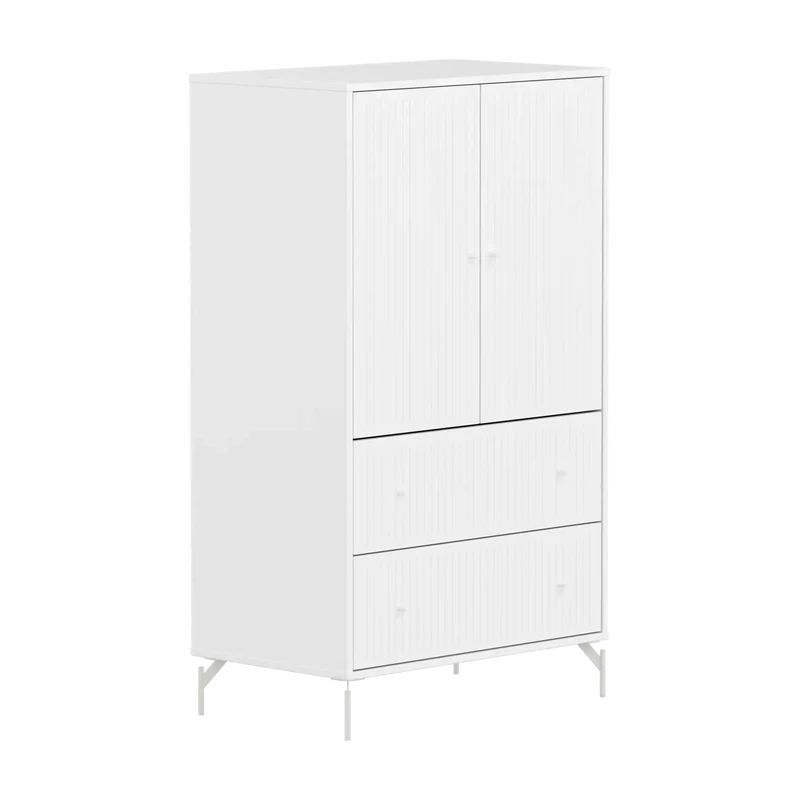 Flexa Saga Schrank, 2 Türen und 2 Schubladen mit Rillen Weiss
