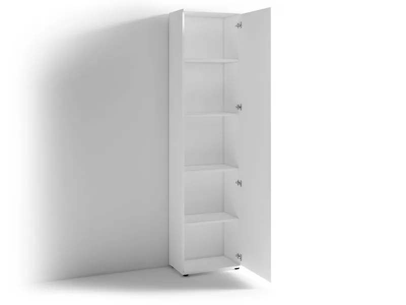 Spiegel-Schrank JAKOB / Eintüriger Hochschrank mit Spiegeltür / Artisan Eiche (Eiche-Optik), weiß oder Old Wood (Altholz-Optik) / Griffe silber oder schwarz / Tür variabel rechts oder links / 5 Fächer / Garderoben-Schrank / B 49, H 196, T 30 cm