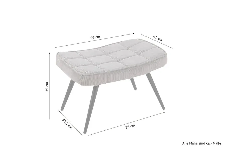 Hocker Uta / Cord grau, Samt schwarz, Webstoff dunkelgrau, Samt dunkelgrün, Webstoff sandfarben / Gestell schwarz pulverbeschichtet / Fuß-Ablage / Sitzhocker / B 60, H 39, T 41 cm