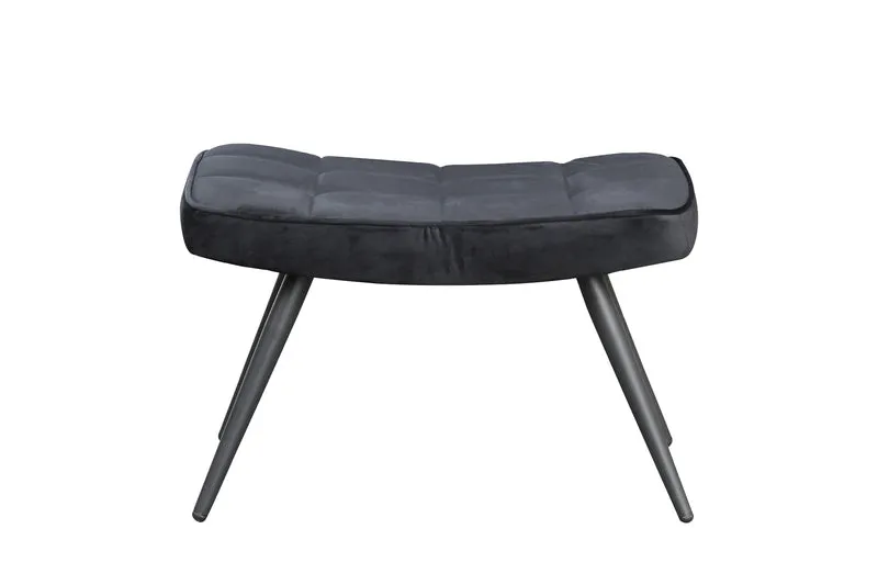 Hocker Uta / Cord grau, Samt schwarz, Webstoff dunkelgrau, Samt dunkelgrün, Webstoff sandfarben / Gestell schwarz pulverbeschichtet / Fuß-Ablage / Sitzhocker / B 60, H 39, T 41 cm