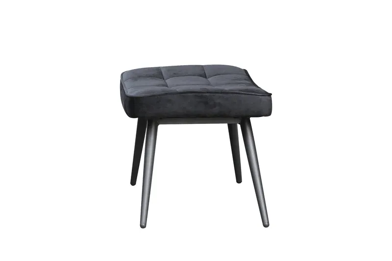 Hocker Uta / Cord grau, Samt schwarz, Webstoff dunkelgrau, Samt dunkelgrün, Webstoff sandfarben / Gestell schwarz pulverbeschichtet / Fuß-Ablage / Sitzhocker / B 60, H 39, T 41 cm