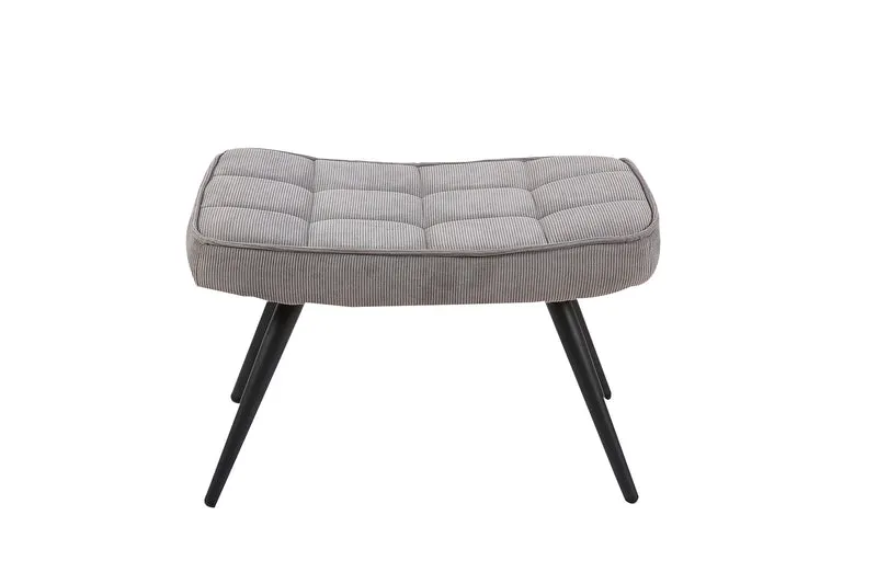 Hocker Uta / Cord grau, Samt schwarz, Webstoff dunkelgrau, Samt dunkelgrün, Webstoff sandfarben / Gestell schwarz pulverbeschichtet / Fuß-Ablage / Sitzhocker / B 60, H 39, T 41 cm