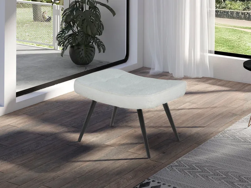 Hocker Uta / Cord grau, Samt schwarz, Webstoff dunkelgrau, Samt dunkelgrün, Webstoff sandfarben / Gestell schwarz pulverbeschichtet / Fuß-Ablage / Sitzhocker / B 60, H 39, T 41 cm