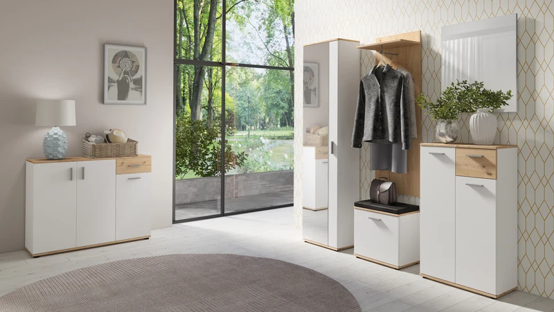 Kommode JAKOB / 3-trg. mit 1 Schubkasten / in Artisan Eiche (Eiche-Optik), weiß oder Old Wood (Altholz-Optik) / Sideboard / B 110, H 83,5, T35,5 cm