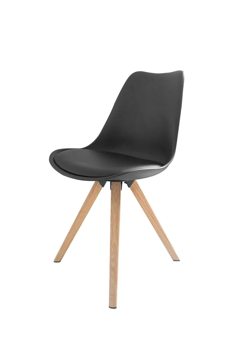 Esszimmerstuhl 2er Set Kira / Kunstoff, Kunstleder in schwarz oder weiß / Gestell Metall in Eiche-Optik foliert oder schwarz / Esszimmerstuhl / Wohnzimmerstuhl / bis 110 kg / B 48, H 86, T 55,5 cm