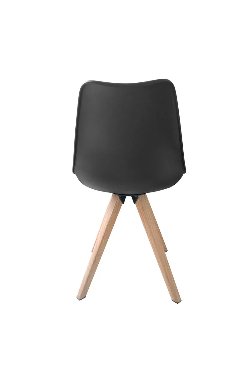 Esszimmerstuhl 2er Set Kira / Kunstoff, Kunstleder in schwarz oder weiß / Gestell Metall in Eiche-Optik foliert oder schwarz / Esszimmerstuhl / Wohnzimmerstuhl / bis 110 kg / B 48, H 86, T 55,5 cm