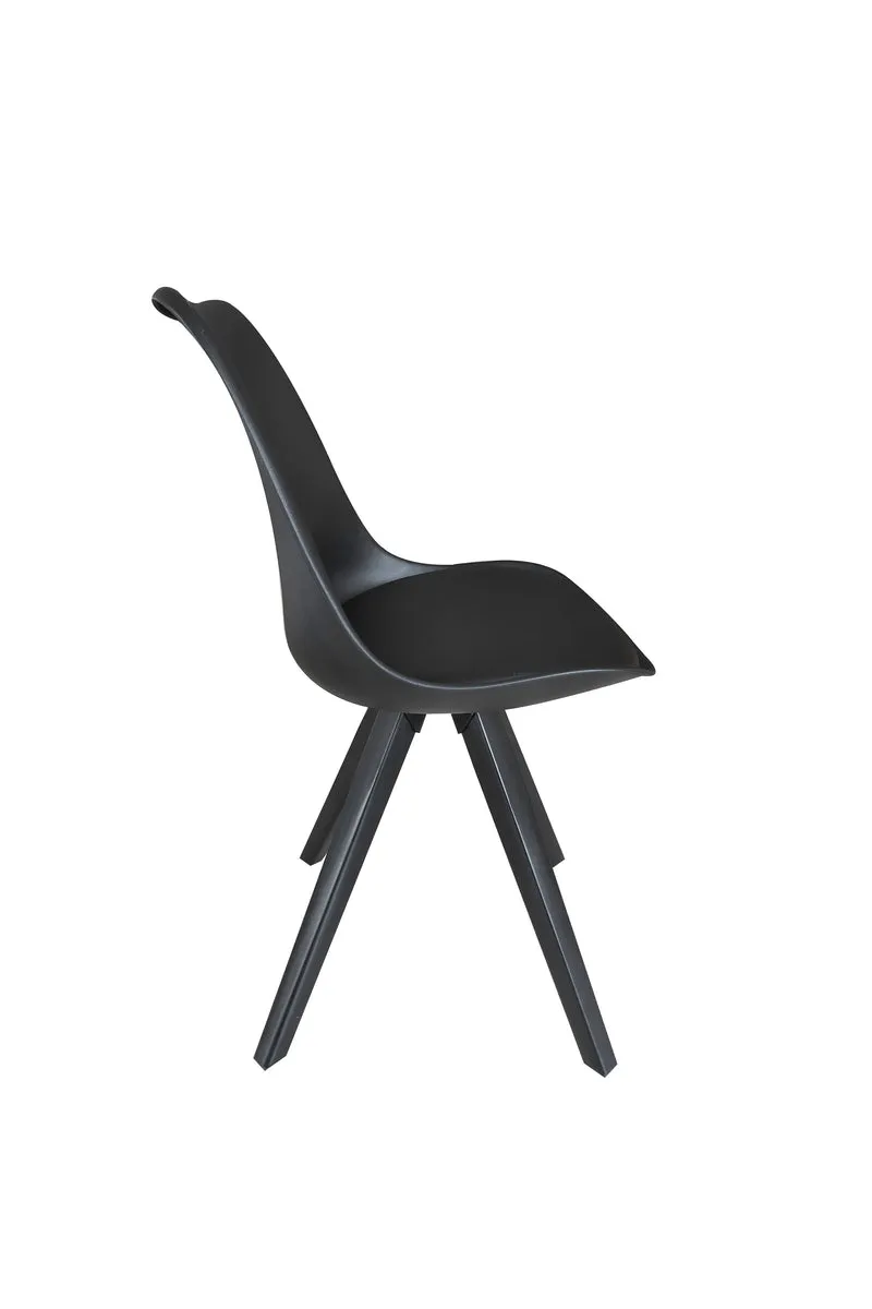Esszimmerstuhl 2er Set Kira / Kunstoff, Kunstleder in schwarz oder weiß / Gestell Metall in Eiche-Optik foliert oder schwarz / Esszimmerstuhl / Wohnzimmerstuhl / bis 110 kg / B 48, H 86, T 55,5 cm