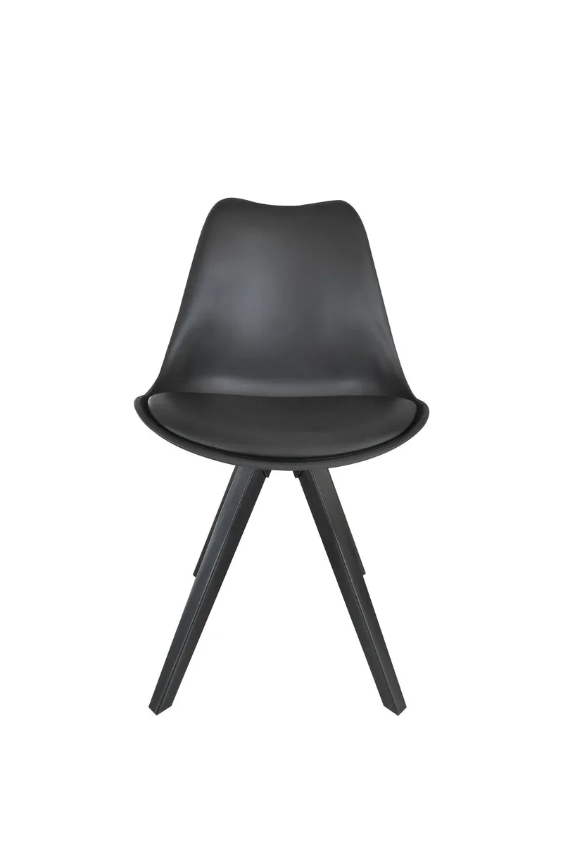Esszimmerstuhl 2er Set Kira / Kunstoff, Kunstleder in schwarz oder weiß / Gestell Metall in Eiche-Optik foliert oder schwarz / Esszimmerstuhl / Wohnzimmerstuhl / bis 110 kg / B 48, H 86, T 55,5 cm