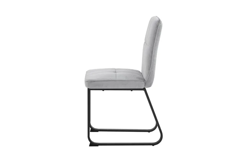 Esszimmerstuhl 2er Set Talea / Webstoff in dunkelgrau oder hellgrau / Gestell Metall in schwarz pulverbeschichtet / Küchenstuhl / Wohnzimmerstuhl / bis 120 kg / B 46, H 86, T 55 cm