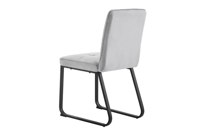 Esszimmerstuhl 2er Set Talea / Webstoff in dunkelgrau oder hellgrau / Gestell Metall in schwarz pulverbeschichtet / Küchenstuhl / Wohnzimmerstuhl / bis 120 kg / B 46, H 86, T 55 cm