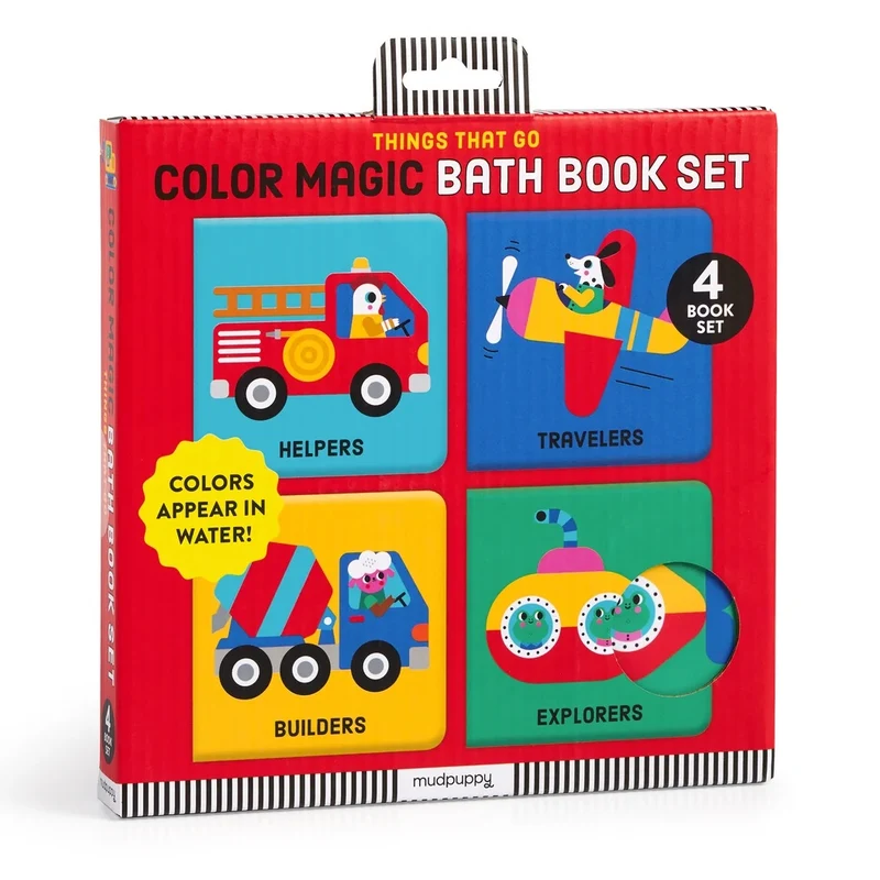 COLOUR MAGIC BATH BOOK SET OF 4 MINI BOOKS - THINGS THAT GO