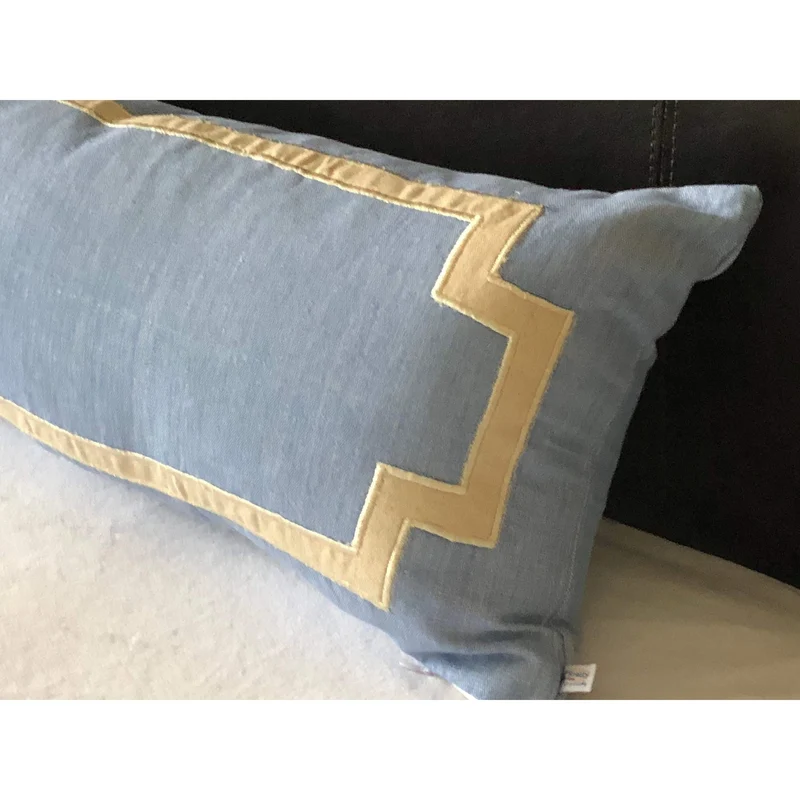 Long French Blue Monogram Pillow Covers (12x40)