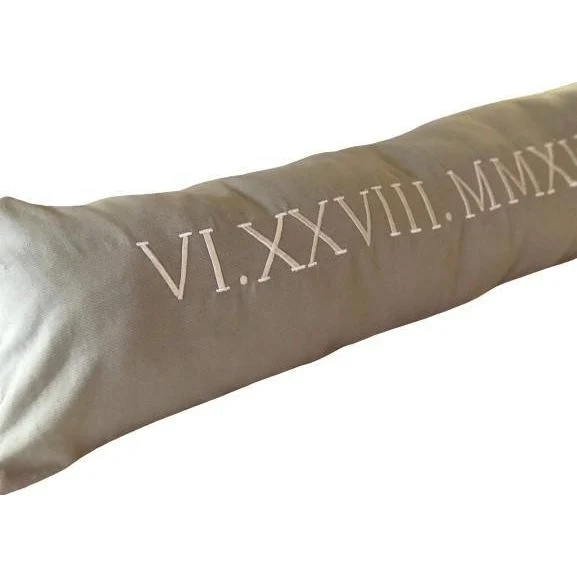 Long Lumbar Pillow, Gray Personalized Roman Numerals, Wedding Gifts