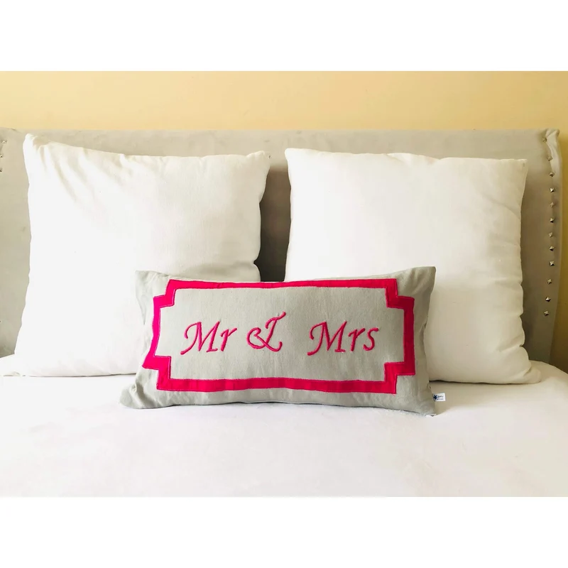 Personalized Wedding Gift, Mr and Mrs Lumbar Pillows