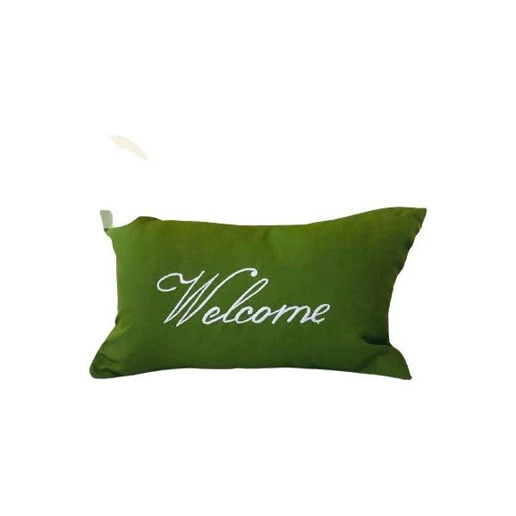 Green Welcome Pillows, Small 12x20 Lumbar Pillows