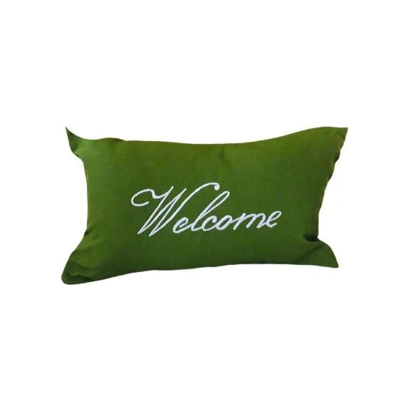 Green Welcome Pillows, Small 12x20 Lumbar Pillows