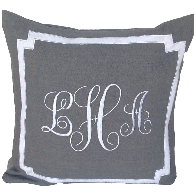 Monogrammed Gray Pillows, 18x18 inches Decorative Pillow cover