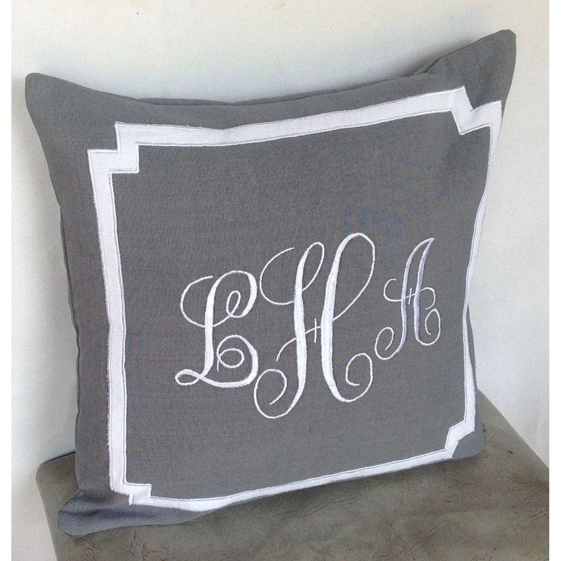 Monogrammed Gray Pillows, 18x18 inches Decorative Pillow cover